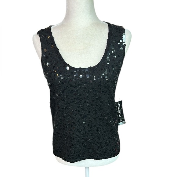 Lafayette 148 Black Sequin Sleeveless Top Size XL - Picture 6 of 9